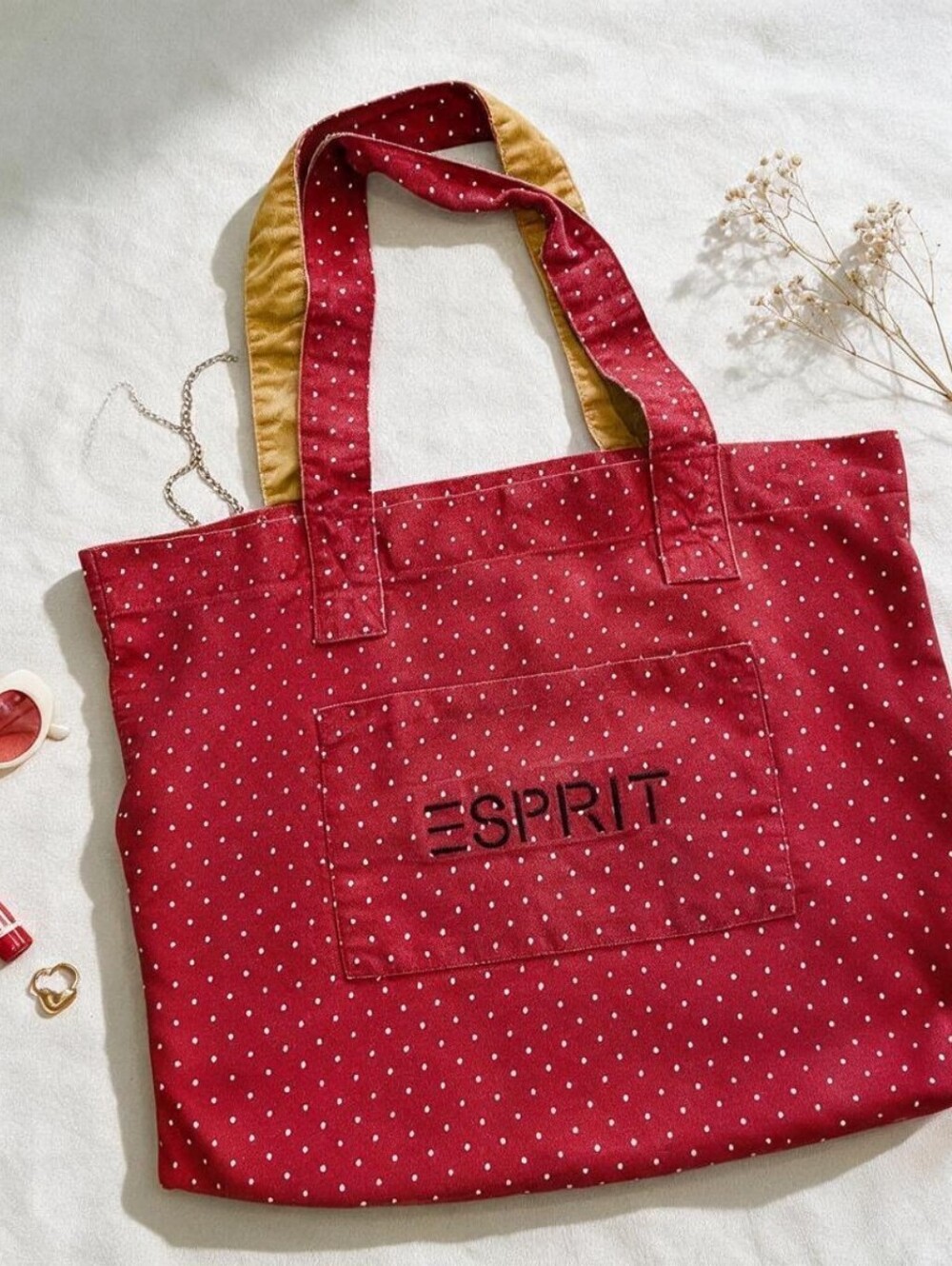 ESPRIT Polka Dot Tote in Red & White Extremely Rare